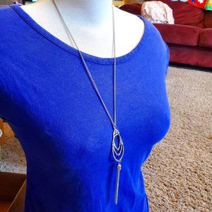 24" Silver Tone 5" Tassel Pendant Necklace Casual Simple Women Fashion Design